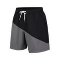 thumbnail image 1 of Yaoyar Men Casual Shorts Elastic Waist Drawstring Short Lightweight Stretch Summer Beach Shorts Fashion Leisure Color Block Straight-leg Elastic Waist Beach Motion Shorts, 1 of 2