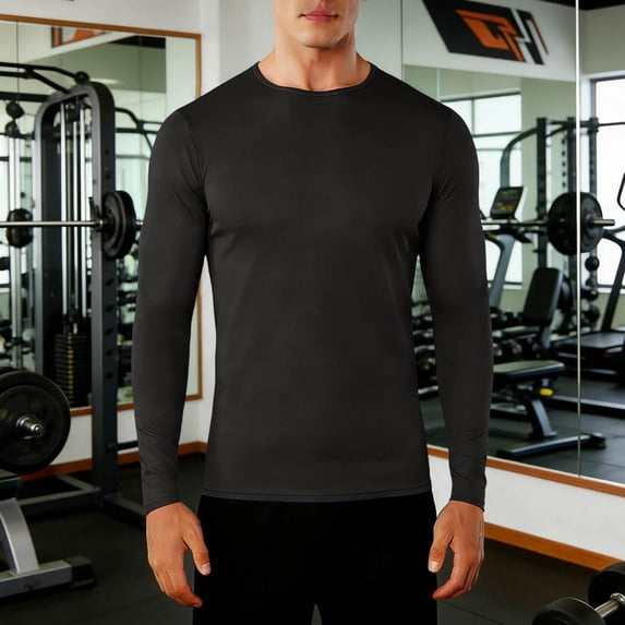 Yaoyar Men Compression Shirt Long Sleeve Kids Football Baseball Soccer Undershirt Quick Dry Athletic Base Layer