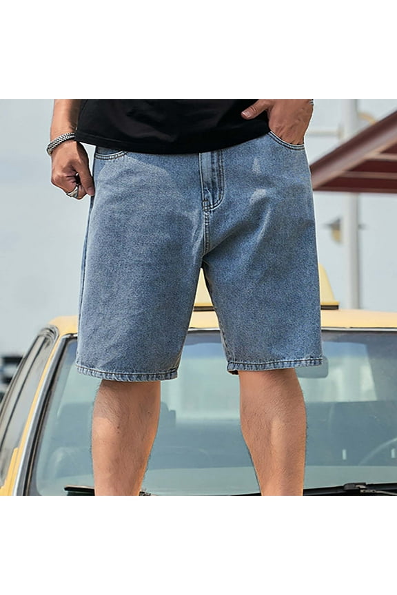 Men Denim Shorts Summer Fashion Classic Loose Fit Casual Wear Pockets Fashion Classic Loose Fit Casual Daily Straight Leg Jean Shorts Denim Shorts With Pocket