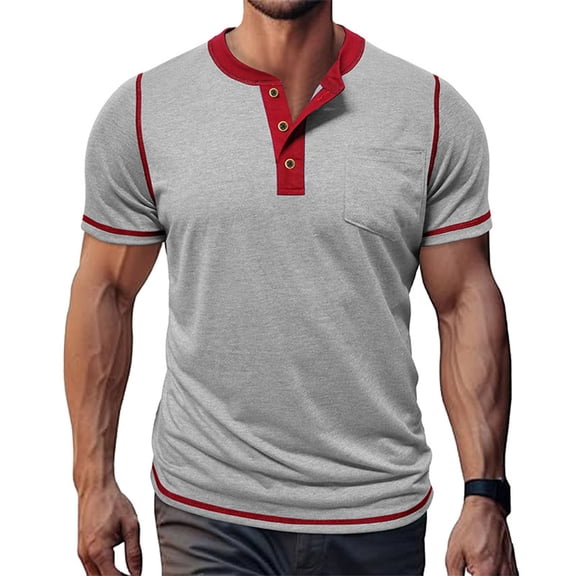 Yaoyar Men Fashion Casual Vintage Button Round Neck Short Sleeve Henley Shirts Fashion Breathable T Shirts Fit for Everyday Wear Casual Shirt
