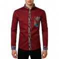 thumbnail image 1 of Yaoyar Men Fashion Printed Casual Shirt Pocket Buttoned Long Sleeve Stand-Up Collar Shirt Slim Fit Floral Print Shirt, 1 of 5