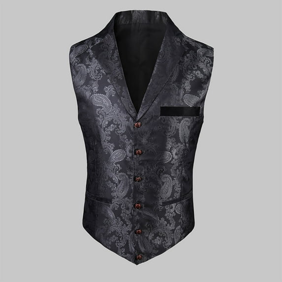 Yaoyar Men Fashion Suit Vest Printing With Detachable Pockets Formal Dress Waistcoat For Tuxedo Wedding Party Business Waistcoat Leisure Top