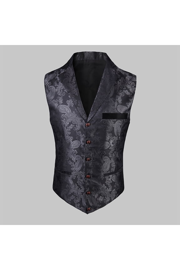 Men Fashion Suit Vest Printing With Detachable Pockets Formal Dress Waistcoat For Tuxedo Wedding Party Business Waistcoat Leisure Top