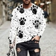 thumbnail image 1 of Yaoyar Men Funny Puppy Paw Print Long Sleeve Round Neck Pullover T-Shirt Top Hiking Workout Athletic T Shirt Long Sleeve Casual Outdoor Tops, 1 of 5