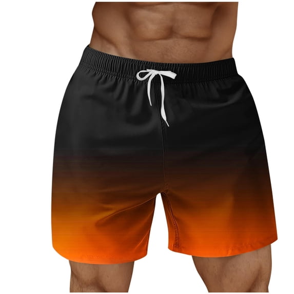 Yaoyar Men Gradient Drawstring Shorts Printed Pockets Elastic Waist Board Shorts Hawaiian Swim Trunks Casual Bathing Suits Lightweight Quick Dry Stretch Beach Shorts Swimwear With Pockets