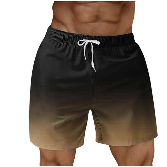 Yaoyar Men Gradient Drawstring Shorts Printed Pockets Elastic Waist Board Shorts Hawaiian Swim Trunks Casual Bathing Suits Lightweight Quick Dry Stretch Beach Shorts Swimwear With Pockets