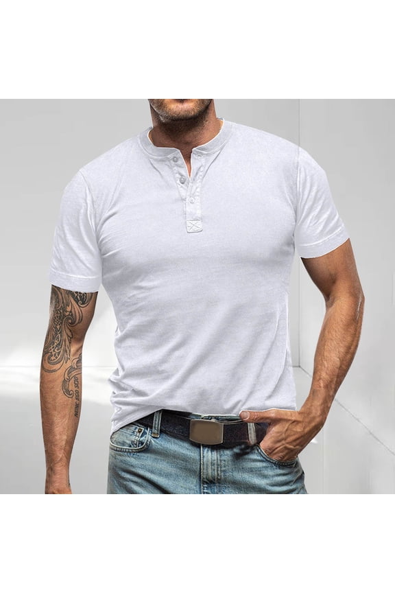 Men Short-Sleeve Beefy Muscle Slim-Fit Crewneck Longline Tees Shirts Basic Solid Color Blouse Tee Shirt for Gym Workout Athletic