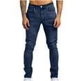 thumbnail image 1 of Yaoyar Men Skinny Slim Fit Solid Casual Jeans Stretch Straight Fashion Denim Elastic Tight Fit Pants(Blue,4XL（38）), 1 of 7