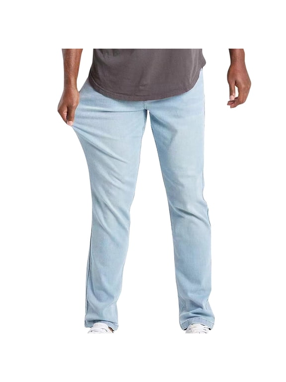 Men Skinny Slim Fit Solid Casual Jeans Stretch Straight Fashion Denim Elastic Tight Fit Pants(Light Blue,XL(33))