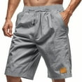 thumbnail image 1 of Yaoyar Men Solid Color Lightweight Summer Beach Vacation Bottoms with Pockets Drawstring And Linen Elastic Waist Beach Shorts, 1 of 9