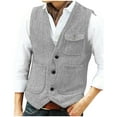 thumbnail image 1 of Yaoyar Men Solid Color Sleeveless V-Neck Single-Breasted Multi-Pocket Vest Casual Daily Wear Practical Design Versatile Layering Piece, 1 of 7