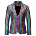 thumbnail image 1 of Yaoyar Men Stylish Two Button Color Shiny Sequins Stage Performance Casual Blazer Suit Jacket Coat Multicolor M, 1 of 8