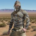 thumbnail image 1 of Yaoyar Men Sun Protection Shirts with Mask UPF 50+ Summer Casual Camouflage Long Sleeved Hooded Ice Silk Sunscreen Cool Sun Protection UV Rash Guard Tops With Face Mask, 1 of 8