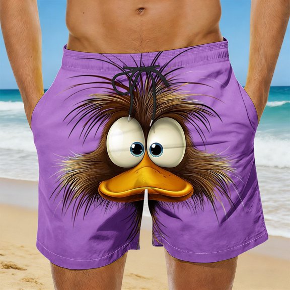 Yaoyar Men Swim Trunks 2026 Funny 3D Cartoon Expression Face Print Mens Beach Shorts Casual Boarding Short with Pockets