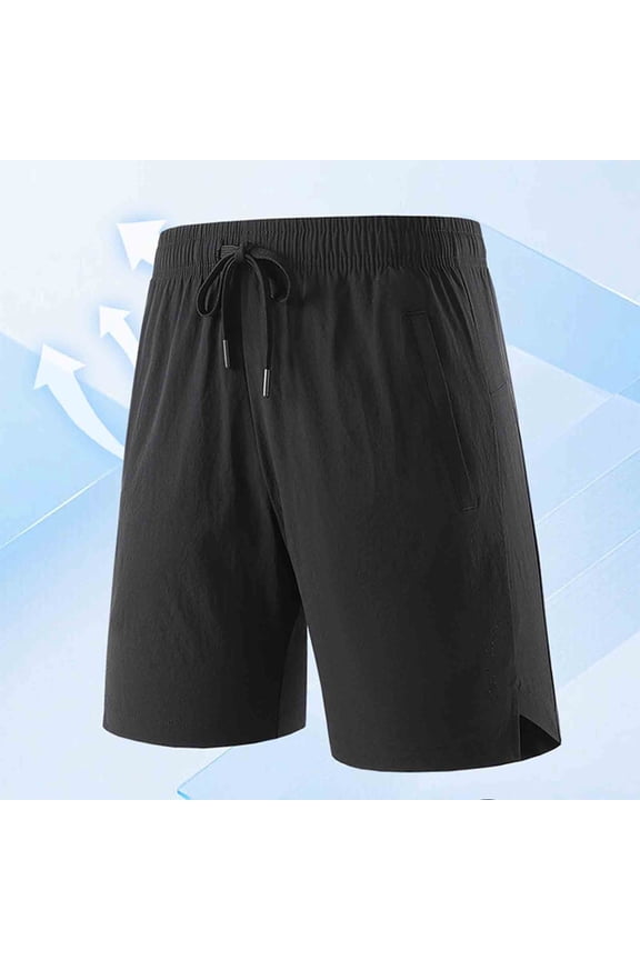 Men Swim Trunks Gym Ice-Silk Shorts with Mesh Liner Zipper Pocket Quick Dry Breathable for Workout Runing Beach Pool