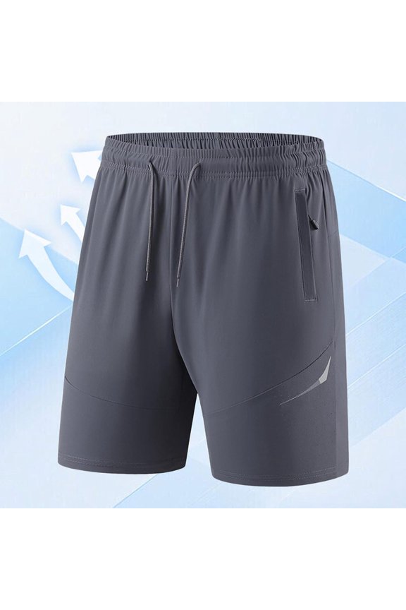Men Swim Trunks Gym Ice-Silk Shorts with Mesh Liner Zipper Pocket Quick Dry Breathable for Workout Runing Beach Pool