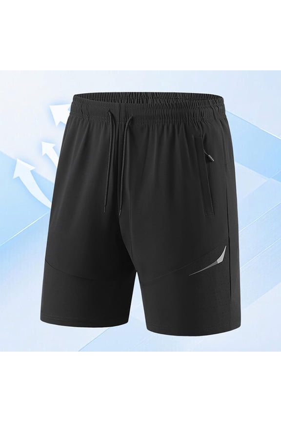 Men Swim Trunks Gym Ice-Silk Shorts with Mesh Liner Zipper Pocket Quick Dry Breathable for Workout Runing Beach Pool