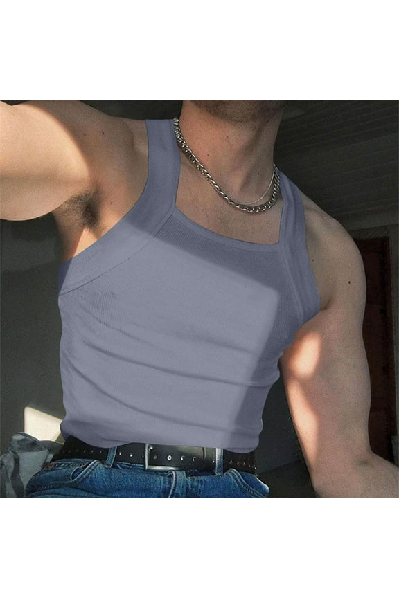 Men Vest Casual Solid Color Casual Fitness Sports Slim Vest Mens Compression Undershirts Ultra Slimming Body Shaper Belly Control Vest Workout Active Tank Tops