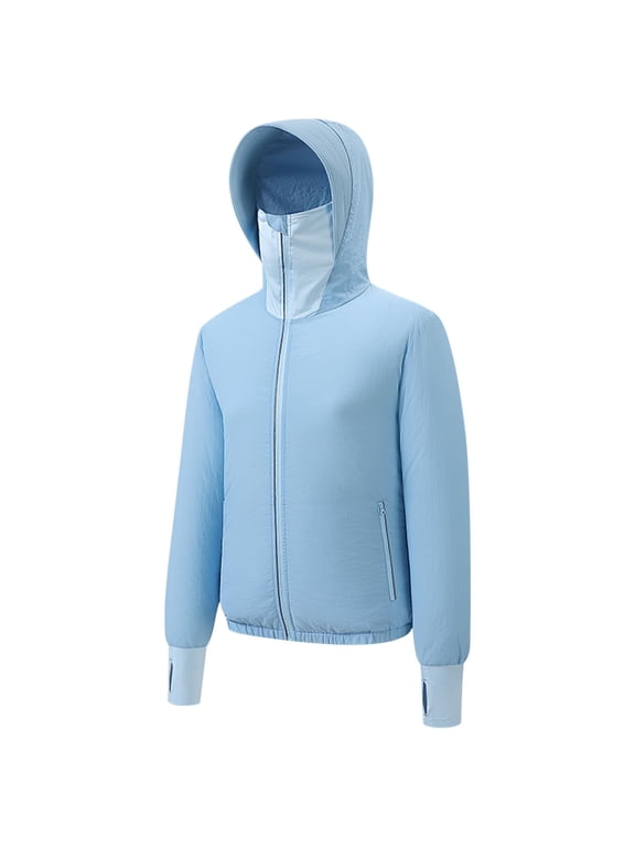 Men Women Air-Conditioned Sun-Protective Jacket Cooling Outdoor Heatstroke-Preventive Hooded Outerwear Long Sleeve Crew Neck Top