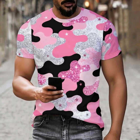 Yaoyar Men and Women Funny Camouflage Short Sleeve Casual Vintage Fitness Crewneck T-Shirts Casual Sports Round Neck Vintage Short Sleeved Shirt Blouse Tops,Camouflage,M