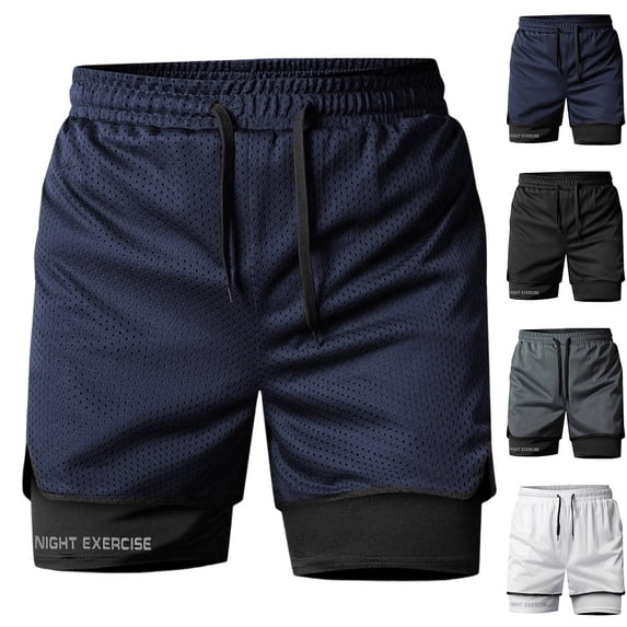 Yaoyar Men's 2 in 1 Quick Dry Running Shorts with Built-in Compression Liner, Lightweight Breathable Athletic Shorts with Phone Pocket for Gym Workout Training
