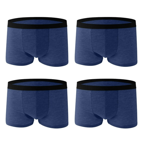 Yaoyar Men's 4pcs Solid Color Boxer Briefs Short Leg Underwear Pack Health to Wear Blue L