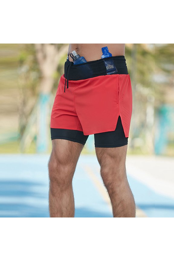 Men's Active Sports Shorts with Inner Compression and Anti-Chafing Double-Layered Men's Compression Shorts