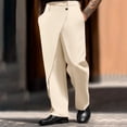 thumbnail image 1 of Yaoyar Men's Asymmetric Panel Dress Pants with Functional Pockets Button and Zipper Details for Business Commute Straight Wide Leg Full Length Pants,XXL,Beige, 1 of 5