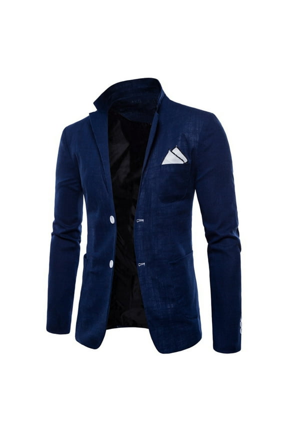 Men's Blazer Casual Slim Fit Sport Coats Single Rows Two Button Suit Jacket Thin Lightweight Suit Jacket Navy XL