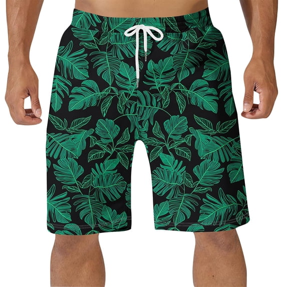 Yaoyar Men's Board Shorts Quick Dry with Compression Liner, Printed Swim Trunks Elastic Waist for Beach and Surf 