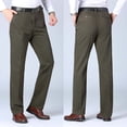 thumbnail image 1 of Yaoyar Men's Business Casual Dress Pants Solid Color Straight Leg with Button Closure Pockets Office Wear Long Trousers,L,Army Green, 1 of 6