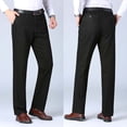 thumbnail image 1 of Yaoyar Men's Business Casual Dress Pants Solid Color Straight Leg with Button Closure Pockets Office Wear Long Trousers,XL,Black, 1 of 6
