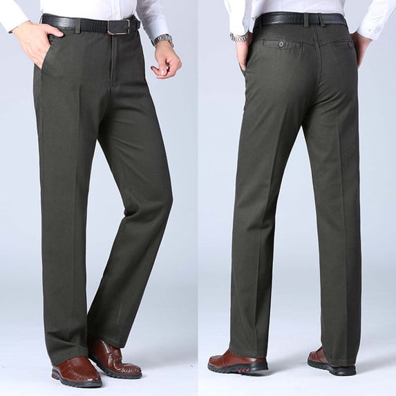 Yaoyar Men's Business Casual Dress Pants Solid Color Straight Leg with Button Closure Pockets Office Wear Long Trousers,XXXL,Dark Gray