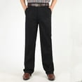 thumbnail image 1 of Yaoyar Men's Business Suit Trousers Straight Ball Pants High Waist Double Pleat Pure Cotton Casual Trousers(Dark Blue,3XL), 1 of 6