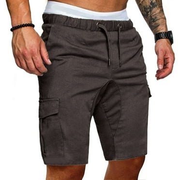 Yaoyar Men's Cargo Shorts Elastic Waistband Drawstring Summer Casual Cotton Shorts Big & Tall Relaxed Fit Work Shorts