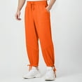 thumbnail image 1 of Yaoyar Men's Casual Cargo Pants with Drawstring Detail and Elastic Ankle Cuff Solid Color Elastic Waist Cropped Length for Seasonal Wear Trousers,XL,Orange, 1 of 7