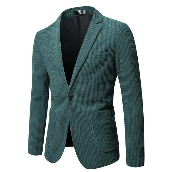 Yaoyar Men's Casual Corduroy Blazer Classic Fit One Button Sport Coat Fashion Notch Lapel Blazer Jacket Green 2XL