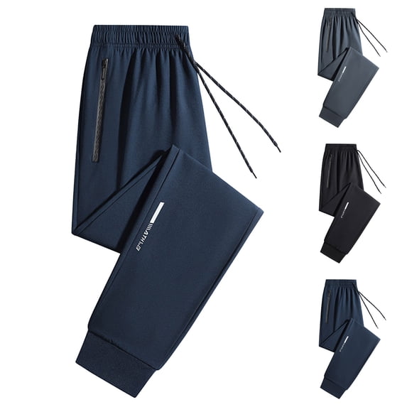Yaoyar Men's Casual Cuffed Solid Joggers with Elastic Drawstring Waist and Side Pockets, Lightweight Tapered Ankle Length Trousers