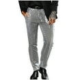 thumbnail image 1 of Yaoyar Men's Casual Dress Pants Solid Color Straight Leg Design with Subtle Glitter Detail for Evening Smart Wear Trousers,M,Silver, 1 of 7