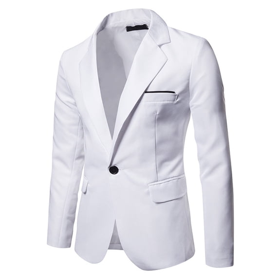 Yaoyar Men's Casual Solid Basic Blazer Slim Fit Suit Jackets One Button Laple Suit Business Sport Coat White L