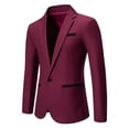 thumbnail image 1 of Yaoyar Men's Casual Solid Blazer Coats Slim Fit One Button Turn-down Collar Wedding Dinner Suit Jacket Wine M, 1 of 9