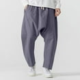 thumbnail image 1 of Yaoyar Men's Casual Solid Color Pants with Drop Crotch Panel Design Pockets and Elastic Drawstring Waist Relaxed Fit Street Style Long Trousers,XXXL,Gray, 1 of 5