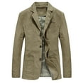 thumbnail image 1 of Yaoyar Men's Casual Solid Three-Button Lined Cotton Blazer Suit Back Long Sleeves Jacket Khaki XL, 1 of 8