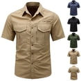 thumbnail image 1 of Yaoyar Men's Casual Stretch Regular Fit Shirt Button Down Short Sleeve Work Shirts with Two Pockets, 1 of 6