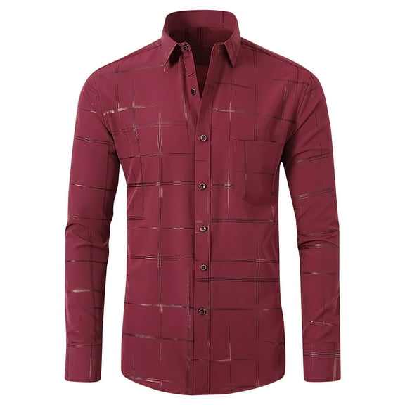 Yaoyar Men's Casual Stylish Striped Shirt Long Sleeve Button Down Shirt Regular Fit Dress Shirt with Pocket