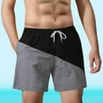 thumbnail image 1 of Yaoyar Men's Color Block Drawstring Pocketed Elastic Waist Ocean Surf Swim Trunks Ice Silk Quick Dry ‌Knee-Length TrousersGym Running Shorts,Gray,3XL, 1 of 5