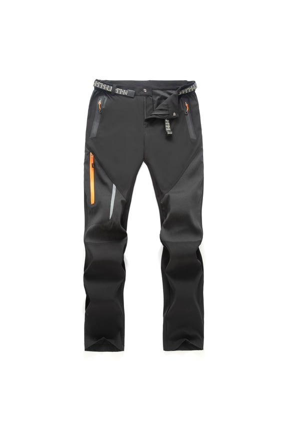 Men's Color Blocked Trail Pants Solid Color with Athletic Pockets Quick Dry Technical Fabric for Mountain Trekking Cargo Pants,S,Black