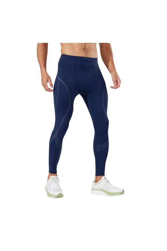 Men's Compression Fit Moisture-Wicking Quick-Dry Running Pants Slim Fit Nylon Fabric for Marathon Training Yoga Sports Pants,M,Navy