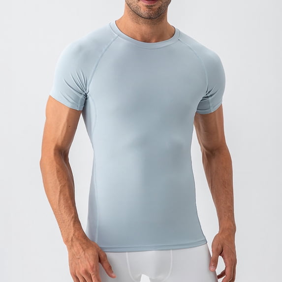 Yaoyar Men's Compression Shirt Short Sleeve Workout Gym Top Cool Dry Athletic Base Layer Undershirt T-Shirt for Sport Running