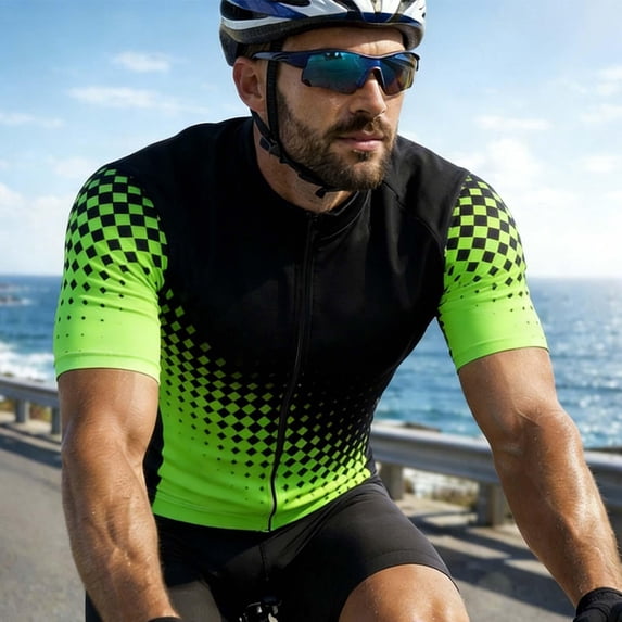 Yaoyar Men's Cycling Bike Jersey Short Sleeve with 3 Rear Pockets- Moisture Wicking, Breathable, Quick Dry Biking Shirt